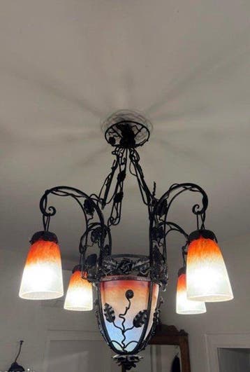 Charles Schneider Signé c.1920 - Grand Lustre Art Déco 5, Antiek en Kunst