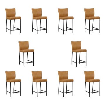 Set van 10 Leren barkrukken Revolt laag - Granada Sahara, Nieuw, Leer, Ophalen of Verzenden, 90 cm of meer