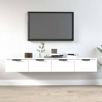 vidaXL Wandkasten 2 st 68x30x20 cm bewerkt hout wit, Verzenden