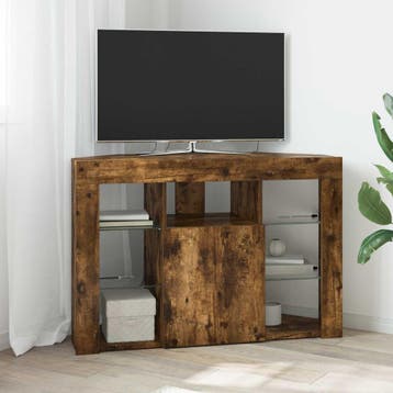 vidaXL Hoek LED TV Cabinet 100x40x68cm Rook Eiken Bewerkt, Huis en Inrichting, Verzenden, Nieuw