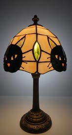 Tiffany - Lampe de table - Vitrail, Métal - Le Chat Noir