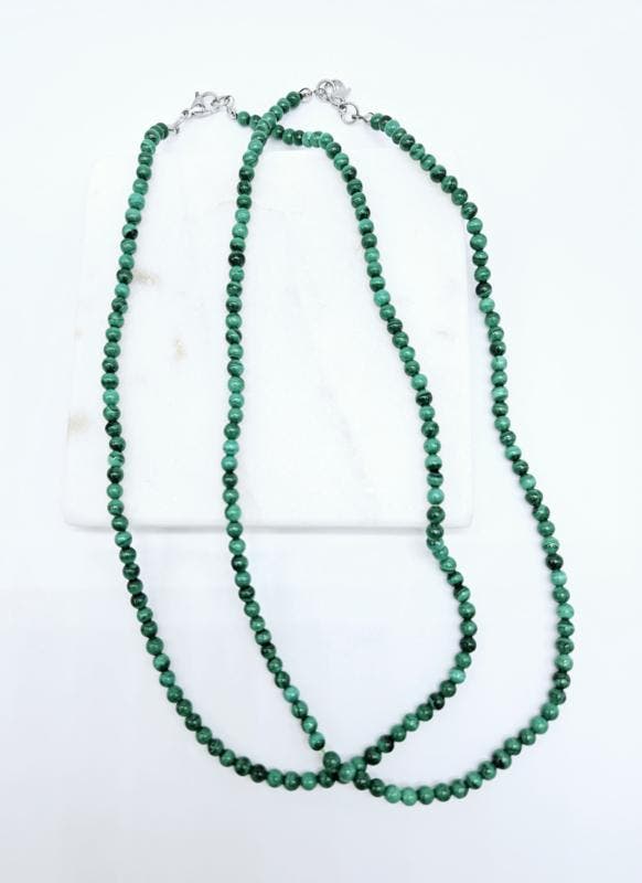 Malachiet ketting met slotje (zie filmpje), Handtassen en Accessoires, Edelstenen, Ophalen of Verzenden