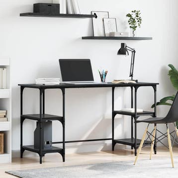 vidaXL Bureau Zwart Eiken Bewerkt hout 140 x 50 x 75 cm, Verzenden