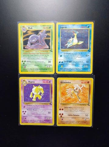 Pokémon - 4 Card - Muk Holo - Lapras holo - Hypno Raro -, Nieuw