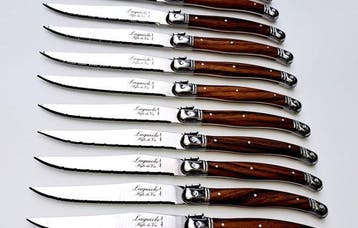 Laguiole - 12x Steak Knives - Brown - style de -