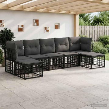 vidaXL Buiten bank set Zwart Polyester, Verzenden