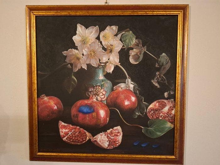 Gaetano DAquino (1969) - Melograni con vaso, Antiek en Kunst, Kunst | Schilderijen | Klassiek