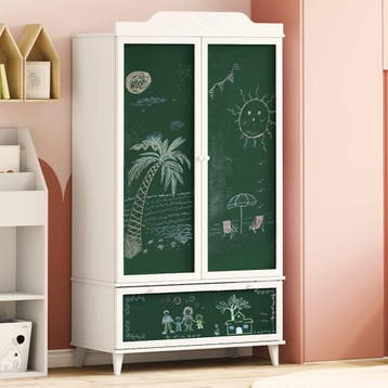vidaXL Krijtbord Garderobe ROROS Wit 90 x 45 x 165 cm, Verzenden