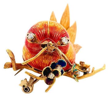 Broche - 18 carats Or jaune Diamant (Naturelle), Handtassen en Accessoires, Antieke sieraden