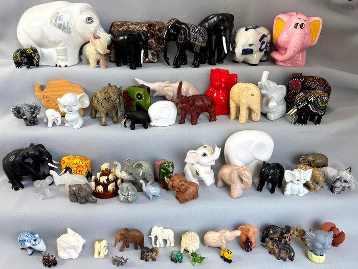 Div. fabr. - Beeldje - Collectie olifantjes (60) - Keramiek,, Antiquités & Art, Antiquités | Jouets