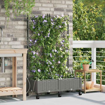 vidaXL Tuin Plantenbak met Irrigatie en Wielen 2 st, Verzenden
