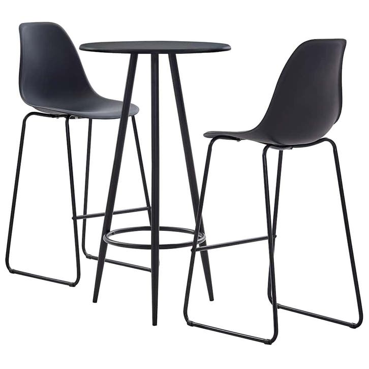 vidaXL 3-delige Barset kunststof zwart, Huis en Inrichting, Complete eetkamers, Nieuw, Verzenden