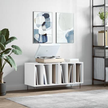 vidaXL Platenkast 100x38x48 cm bewerkt hout wit, Huis en Inrichting, Verzenden, Nieuw