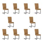 Set van 10 Leren eetkamerstoelen Dry - Toledo Camel (bruin), Huis en Inrichting, Ophalen of Verzenden, Nieuw, Leer, Eén