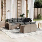 vidaXL 11-delige Loungeset met kussens poly rattan grijs, Verzenden