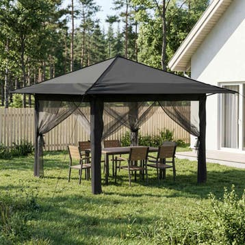 vidaXL Tuinpaviljoen met 4 Zijwanden 3,3 x 3,3 m, Verzenden
