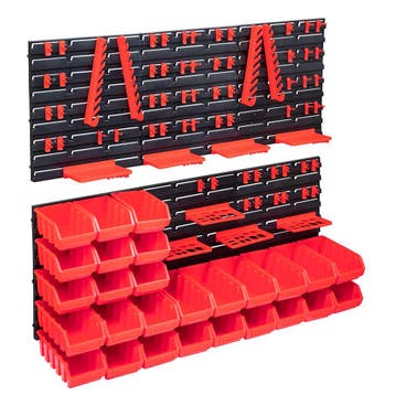vidaXL 103-delige Opslagbakkenset met wandpanelen rood en, Doe-het-zelf en Bouw, Verzenden, Nieuw