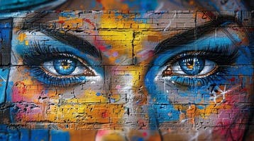 Dine Chanima - (XXL) Giant Eyes on Brick Wall
