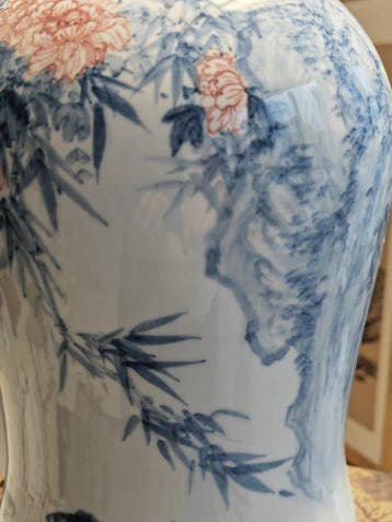 Vaas - Porselein - China - ChineseVase Vis&Hibiscus (Zonder, Antiek en Kunst