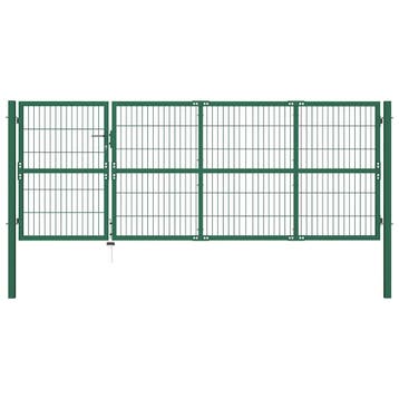 vidaXL Tuinhek met palen 350x120 cm staal groen, Verzenden