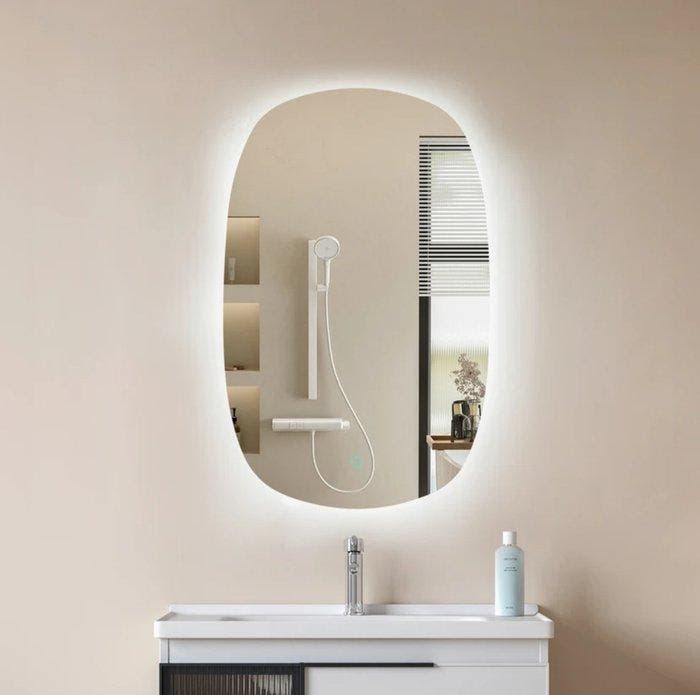 Lucande - Miroir mural- Celestiel - Acier, Verre - LED, Antiquités & Art, Art | Objets design