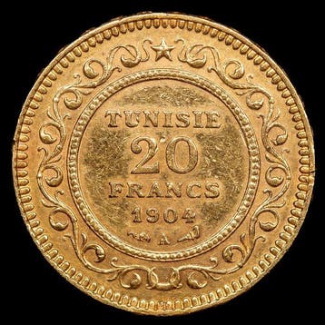 Tunesië. 20 Francs 1904 - 20 Francos