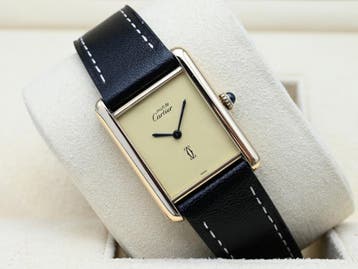 Cartier Tank Vermeil Year 1990s (Box), Handtassen en Accessoires, Horloges | Heren, Overige merken, Leer, Polshorloge, Ophalen of Verzenden