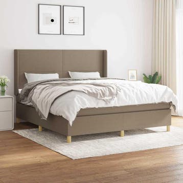 vidaXL Boxspring met matras stof taupe 180x200 cm, Verzenden