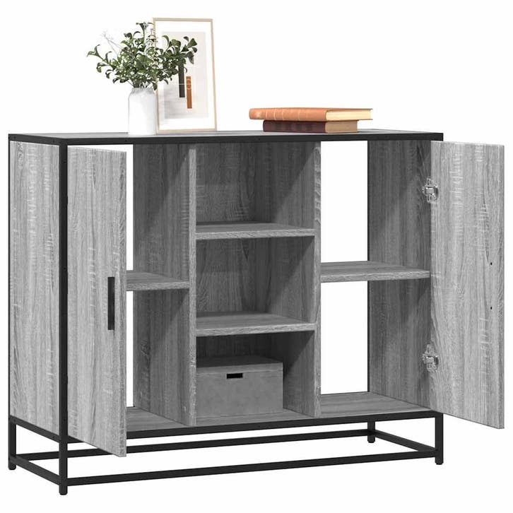 vidaXL Dressoir 92x35x76 cm bewerkt hout grijs sonoma, Maison & Meubles, Armoires | Dressoirs, Envoi