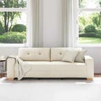 vidaXL 3-Zits Sofa Beige 220 cm Linnenmix Stoffen, Verzenden