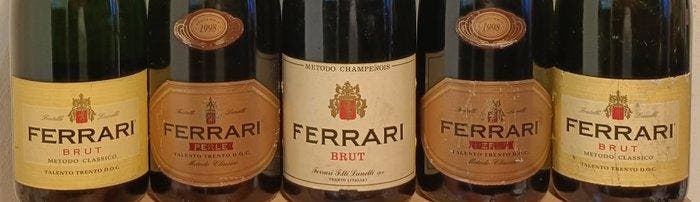 1998 Ferrari, Perlé & - Trento Brut - 5 Bouteilles (0,75 L), Collections, Vins