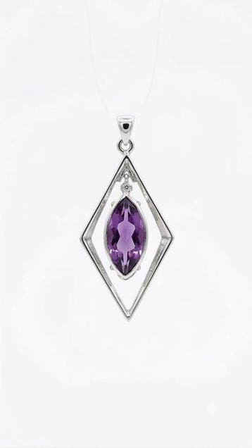 Sans prix de réserve - Pendentif Argent Améthyste - Topaze