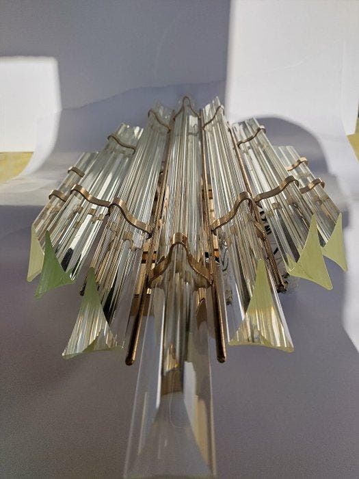 Wandlamp - Glas, Messing, Antiek en Kunst, Antiek | Verlichting