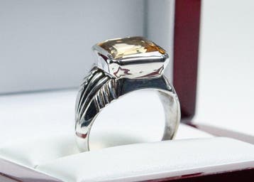 - argent 800 min. - 7,00 ct citrine naturelle - sceau -
