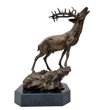 Sculpture, A stag - 38 cm - Bronze, Marbre