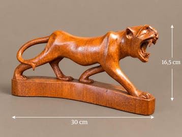 Beeld, Prachtige tijger - 16.5 cm - Hout