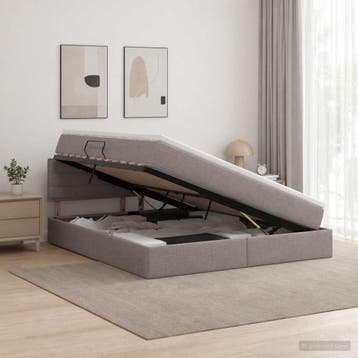 vidaXL Opbergbed met matras met hoofdeinde Taupe 180 x 200, Verzenden