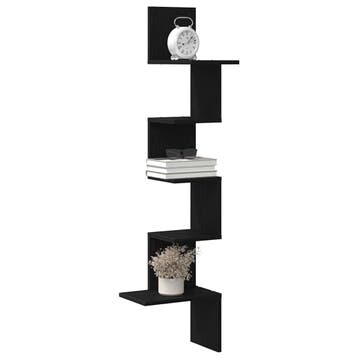 vidaXL Hoekwandschap 32x32x127,5 cm bewerkt hout zwart, Verzenden