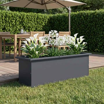 vidaXL Tuinplantenbak met led Antraciet 30 x 100 x 30 cm, Verzenden, Nieuw