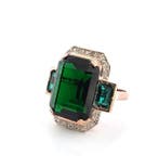 Zonder minimumprijs - Ring - 9 kt. Roségoud, Zilver Smaragd