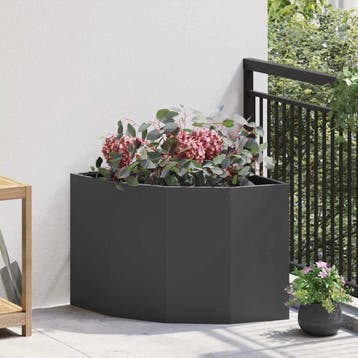 vidaXL Hoek Plantenbak Zwart 60 x 60 x 50 cm Staal, Jardin & Terrasse, Verzenden
