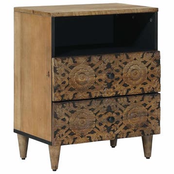 vidaXL Bedkast Bruin 50 x 33 x 60 cm Massief Mango Hout, Verzenden