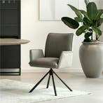 Leren draaibare eetkamerstoel Elite Duo - Kenia Lightgrey, Huis en Inrichting, Stoelen, Nieuw, Leer, Grijs, Bohemian, Eigentijds, Industrieel, Modern, Retro, Scandinavisch, Vintage