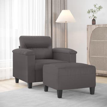 vidaXL Fauteuil met voetenbank / zetel 60 cm kunstleer grijs, Verzenden, Nieuw