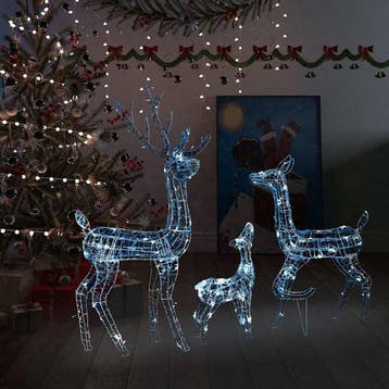 vidaXL Kerstversiering rendierfamilie 300 LEDs koudwit, Verzenden