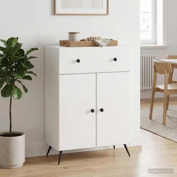 vidaXL Dressoir Hoogglans Wit 66 x 34,5 x 90 cm Bewerkt hout, Verzenden, Nieuw