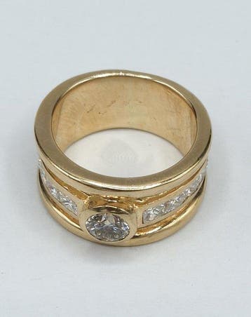 Bague - 18 carats Or jaune Diamant (Naturelle) - Diamant, Handtassen en Accessoires, Nieuw