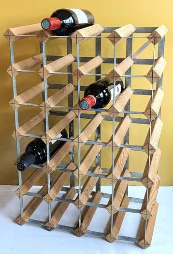 Wijnrek - hout en metaal - 24 vakken (6x4)