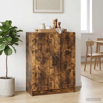 vidaXL Dressoir Gerookt eiken 66 x 34,5 x 87 cm Bewerkt hout, Verzenden, Nieuw