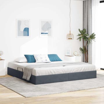 vidaXL Ottoman Bedframe met opslag Donkergrijs 200 x 200 cm, Verzenden